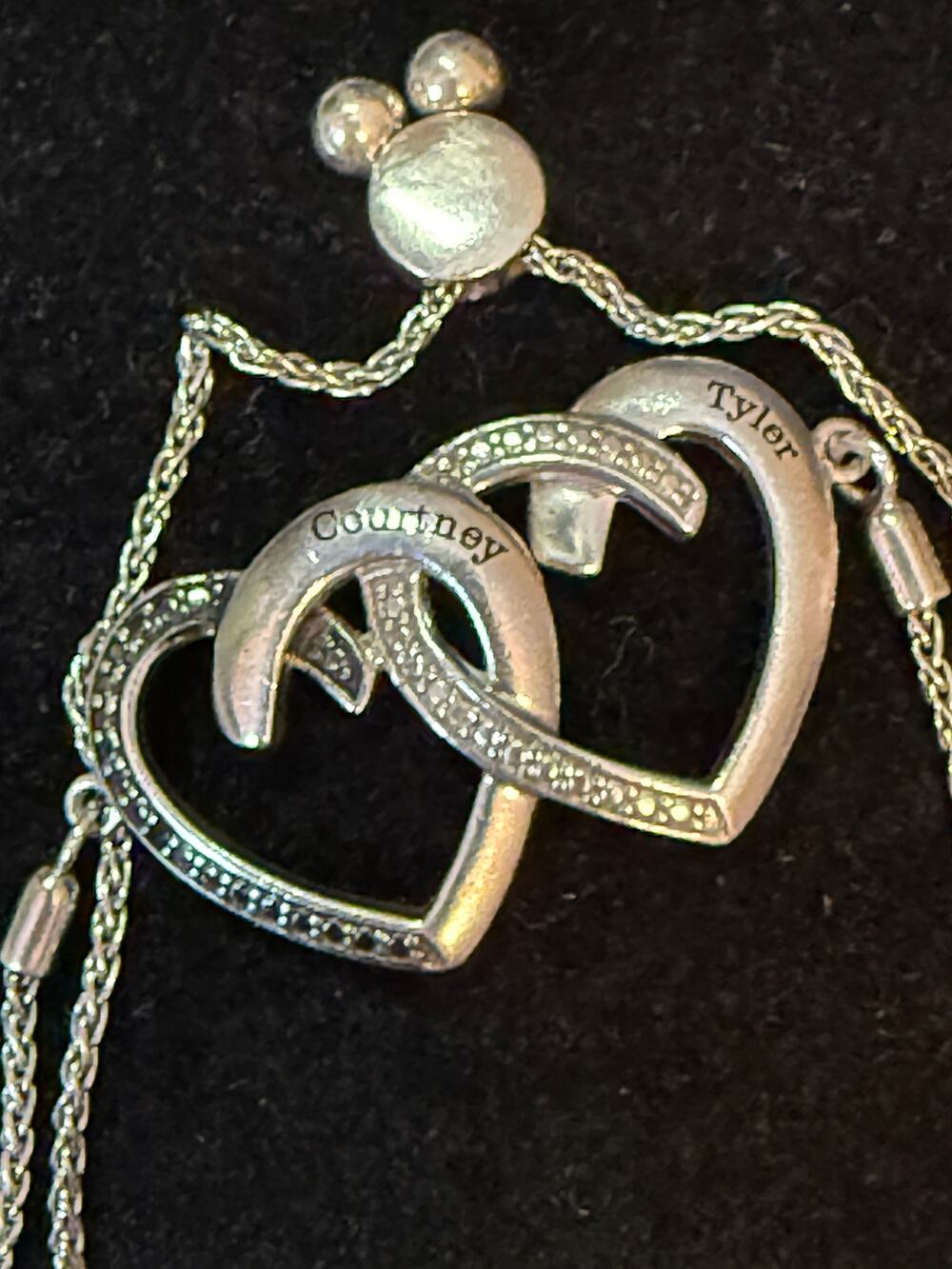 Unstoppable Love Couple's Interlocking Hearts Courtney & Tyler Engraved Diamonds